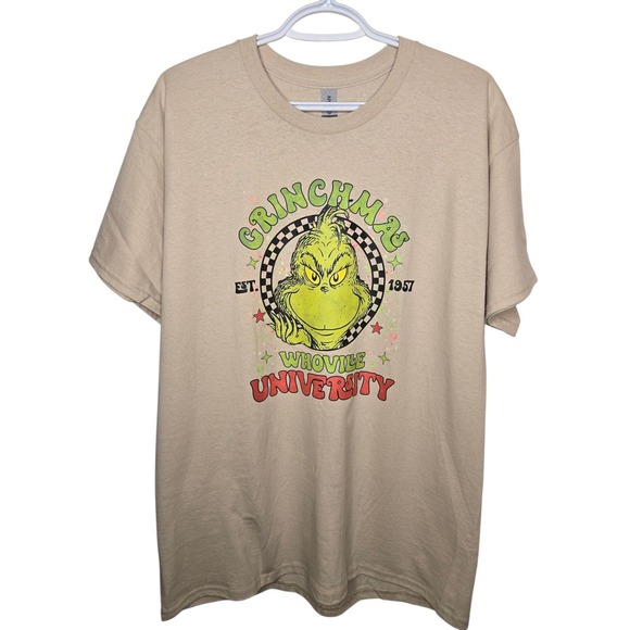 Grinchmas‎ Whoville University Christmas Graphic T-Shirt unisex Large Gildan - Picture 2 of 9